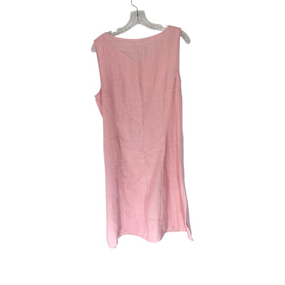 J. Jill Love Linen Basic Pink Relaxed Lagenloook Sleeveless Linen Dress Medium - Picture 7 of 10